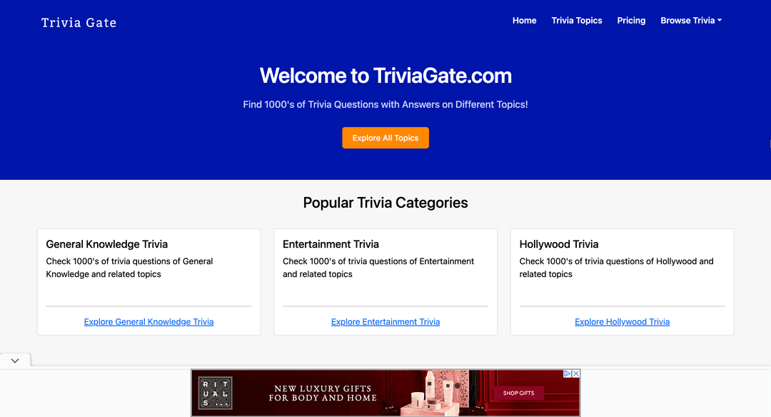 Triviagate website image